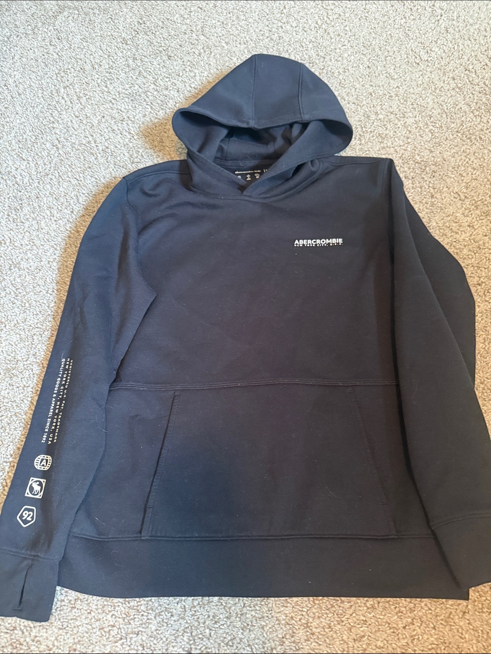 Abercrombie & Fitch Black Pullover Hoodie with Small Chest Logo